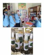 Tim Kukerta Relawan Covid 19 Mahasiswa UNRI Distribusikan Hand Sanitizer Gratis di Desa Hangtuah