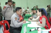 Polres Tanah Karo Ikuti Aksi Donor Darah Di Makodim 0205/TK Dalam Menyambut HUT TNI Ke-79