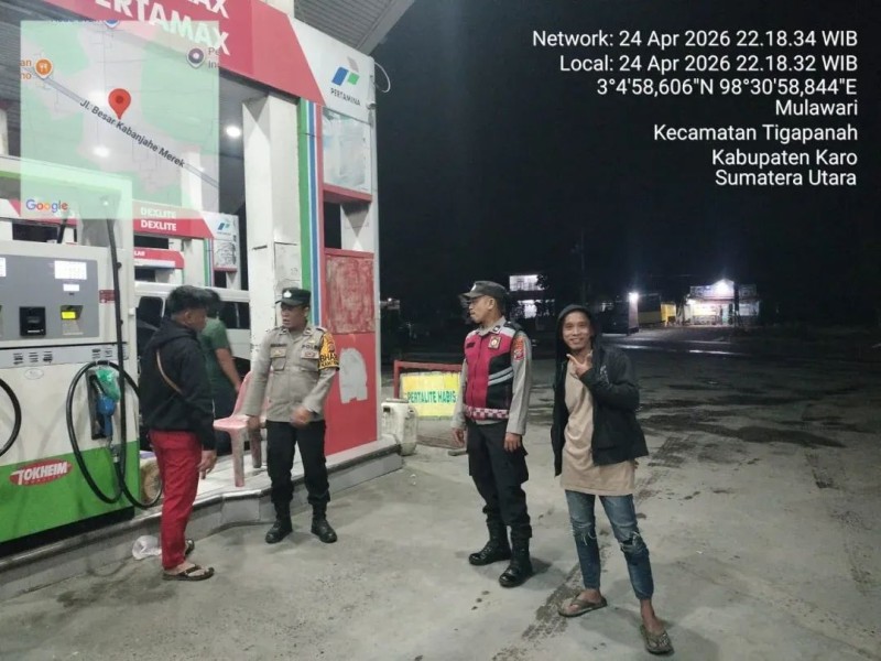 Antisipasi Kejahatan di Titik Rawan, Polsek Tigapanah Tingkatkan Patroli Blue Light