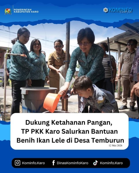 Dukung Ketahanan Pangan, TP PKK Karo Salurkan Bantuan Benih Ikan Lele di Desa Temburun