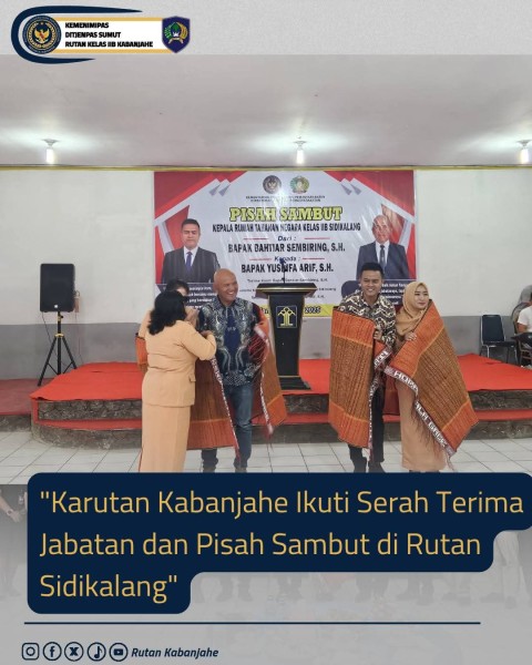 Karutan Kelas IIB Kabanjahe Bahtiar Sembiring Hadiri Pisah Sambut di Rutan Sidikalang