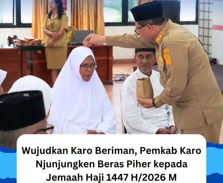 Wujudkan Karo Beriman, Pemkab Karo Njunjungken Beras Piher kepada Jemaah Haji 1447 H/2026 M
