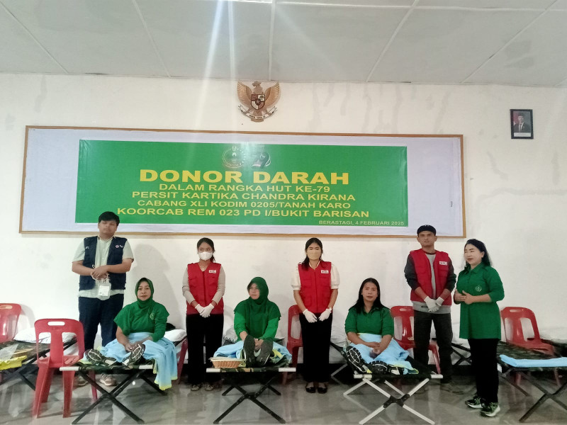 Tingkatkan Kepedulian Sosial, Kodim 0205/TK Gelar Donor Darah HUT ke- 79 Persit Kartika Chandra Kirana