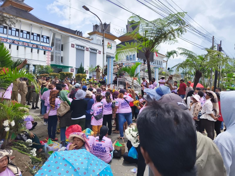 Harga Pasar Bunga Tidak Stabil, Warga Tiga Desa Bersama Relawan Pink Gruduk DPRD dan Kantor Bupati Karo