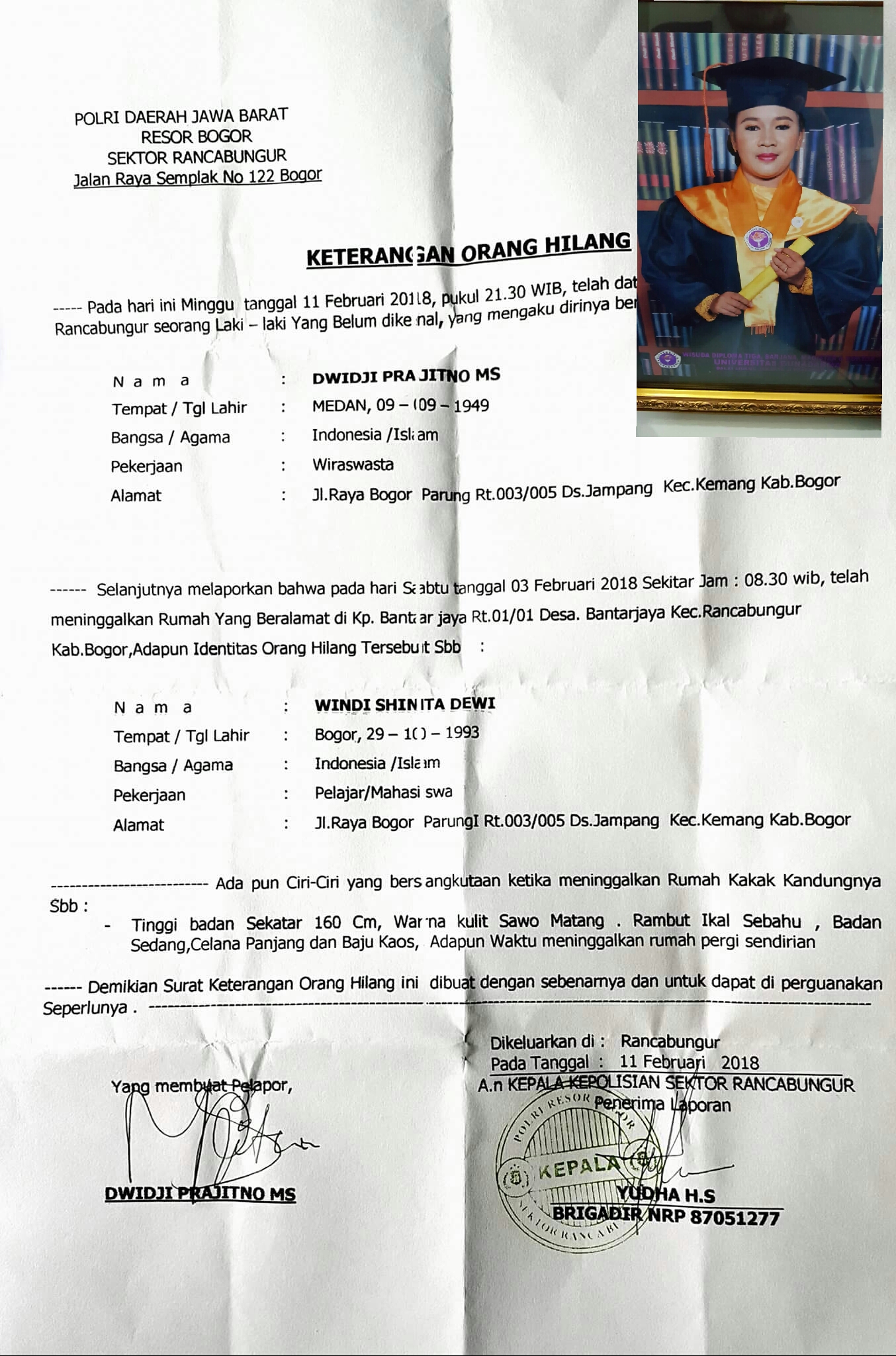 Info Anak Hilang di Bogor : 