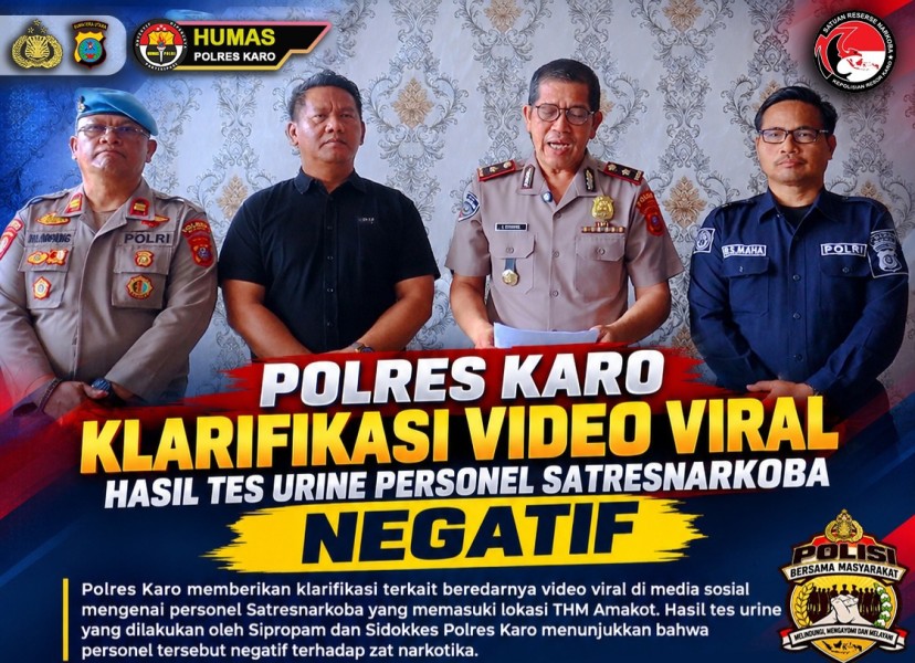 Beredar Vidio Viral Yang Diduga Pers Satresnarkoba, Polres Karo Langsung Klarifikasi Dan Tes Urine