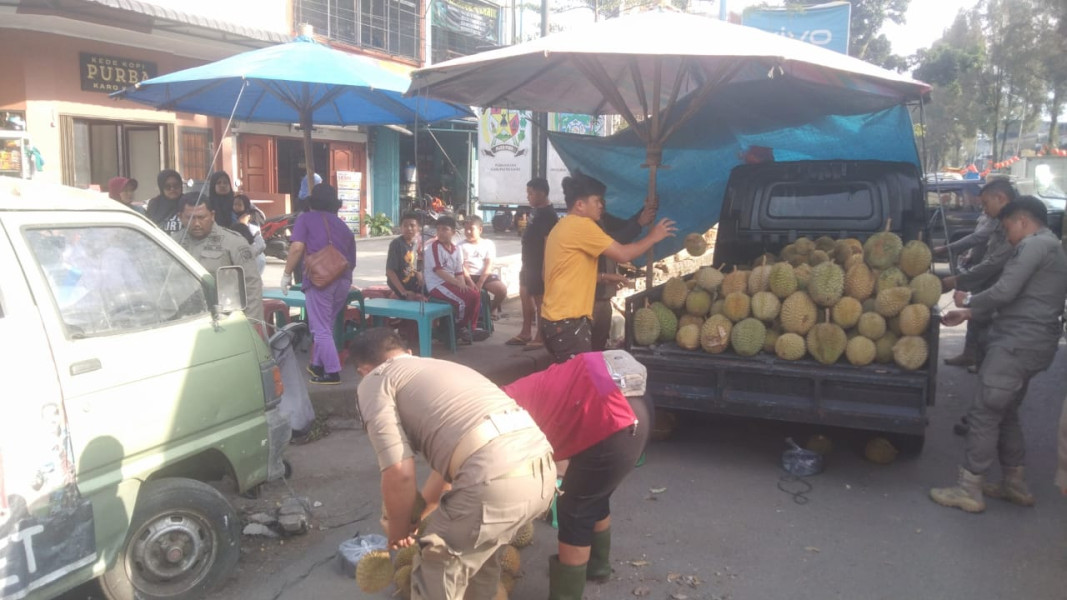 Tak Mengindahkan Surat Edaran, Satpol PP Kabupaten Karo Angkut Pedagang Durian Ke Kantor