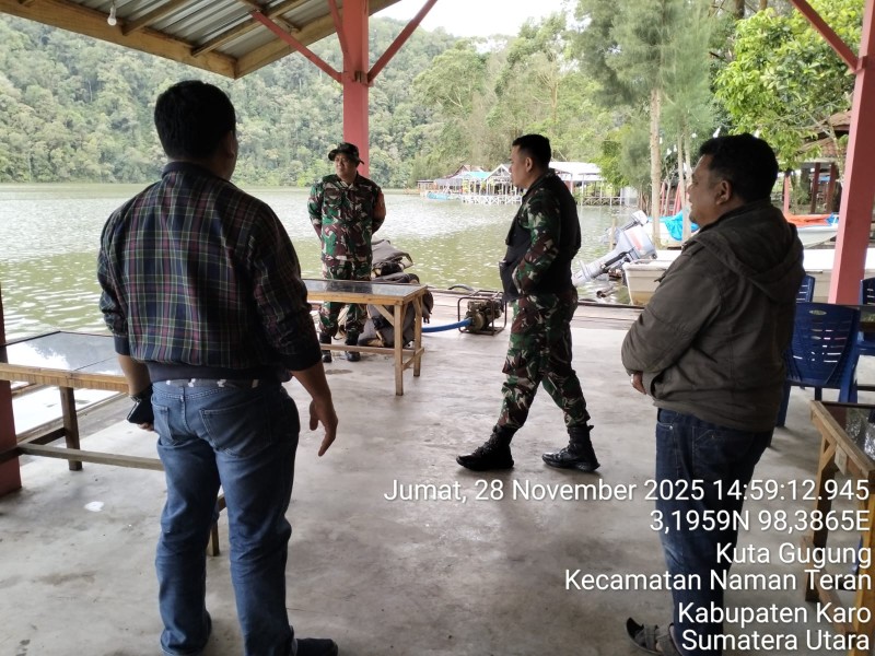 Untuk Memastikan Kondisi Danau Lau Kawar, Dandim 0205/TK Letkol Inf Robert Panjaitan Lakukan Pengecekan Debit Air