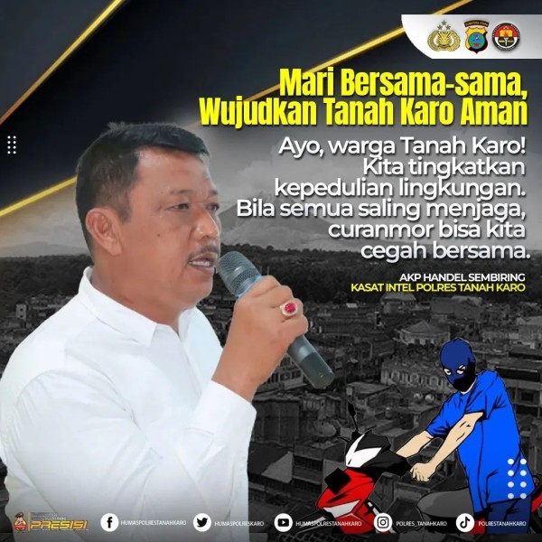 Cegah Curanmor, Kasat Intel Polres Tanah Karo AKP Handel Sembiring Ingatkan Warga Pasang Kunci Ganda dan Parkir di Tempat Aman Cegah Curanmor, Kasat Intel Polres Tanah Karo AKP Handel Sembiring Ingatkan Warga Pasang Kunci Ganda dan Parkir di Tempat Aman