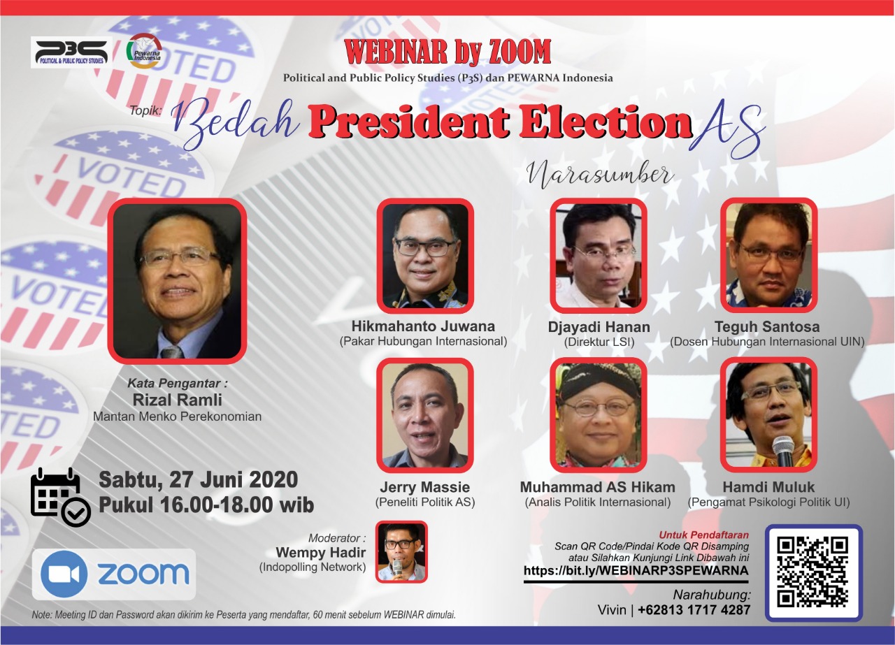 Diskusi Webinar P3S, Pewarna dan TV Desa: ‘Bedah Presidential Election AS’ Digelar Sabtu
