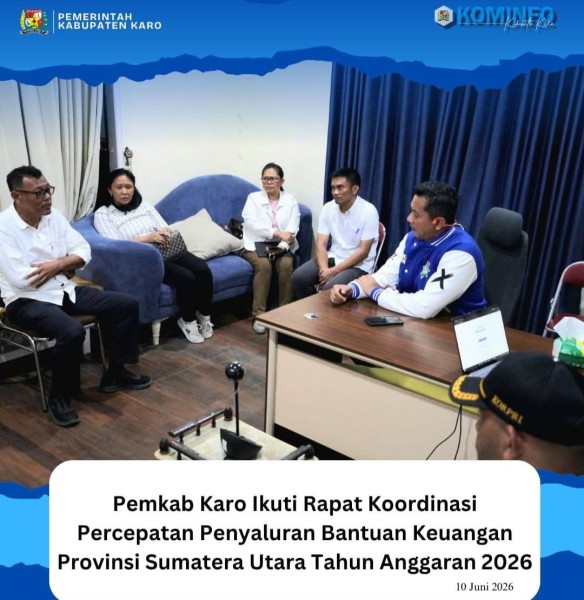 Pemkab Karo Ikuti Rapat Koordinasi Percepatan Penyaluran Bantuan Keuangan Provinsi Sumatera Utara Tahun Anggaran 2026
