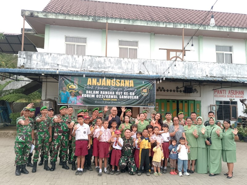 Sambut HUT ke-68 Korem 023/KS, Kodim 0205/TK Laksanakan Anjangsana ke Panti Asuhan Bunga Bakung