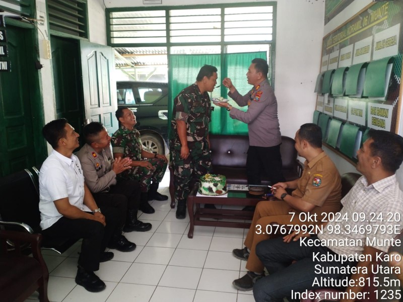 HUT TNI ke-79, Personil Polsek Munte Sambangi Koramil 06/Munte